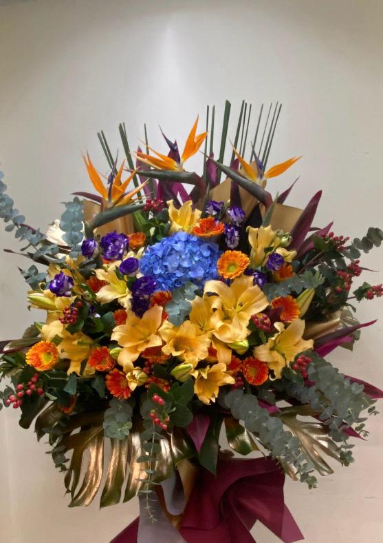 DMOP 繡球桔梗天堂鳥花籃