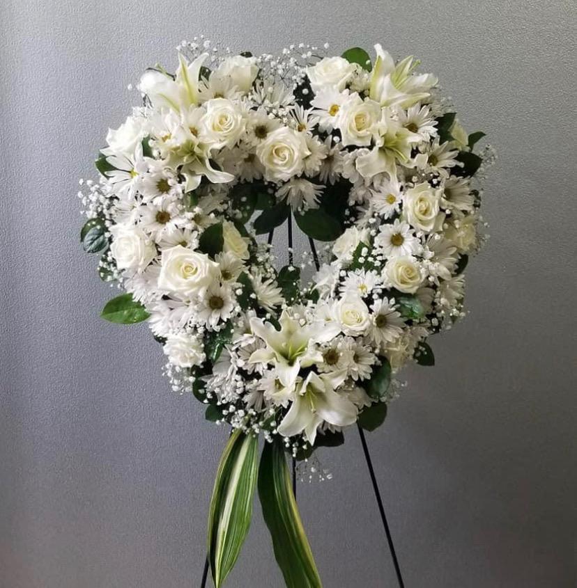 DMDD 心形玫瑰百合白菊滿天星花牌