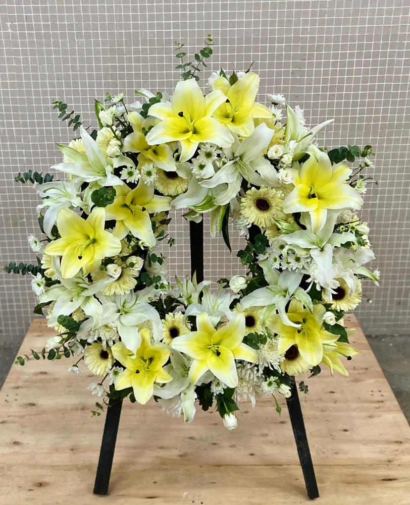 DMDD 圓形百合白菊花花牌