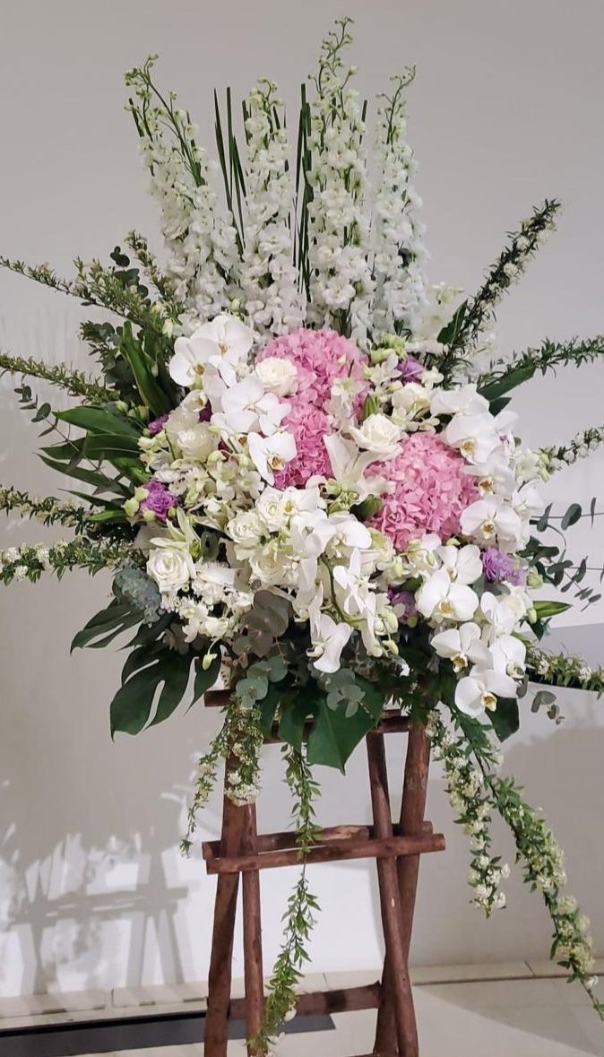 DMDD 大飛燕粉繡球白蘭花小繡球花籃