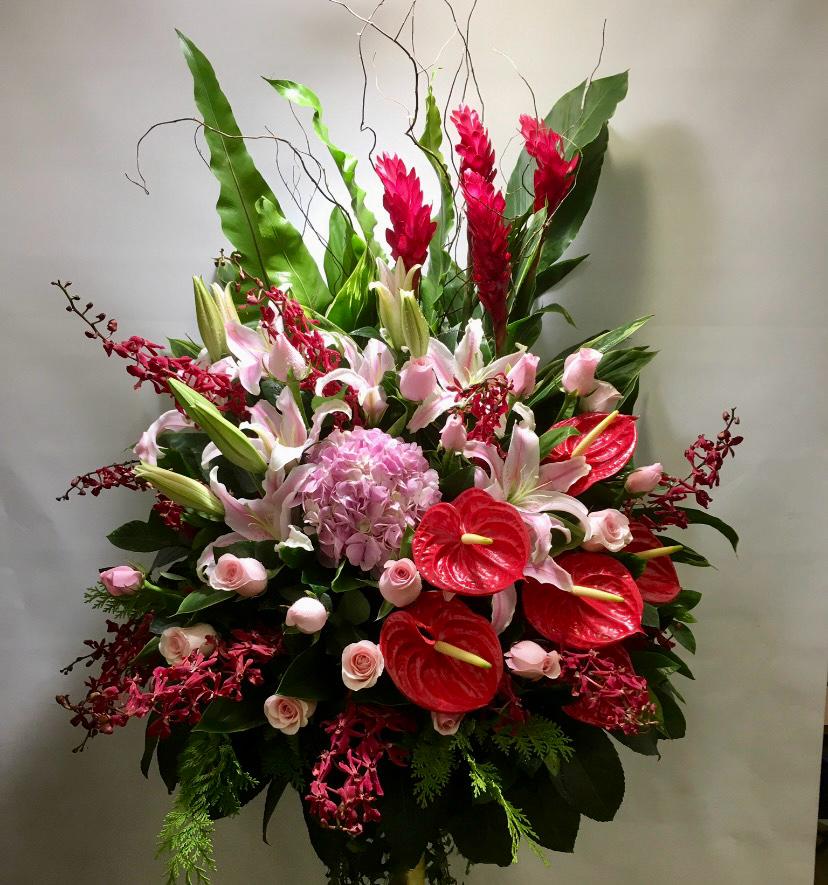 DMOP 繡球紅掌紅薑玫瑰花籃