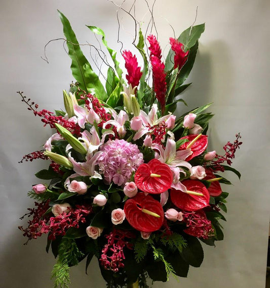 DMOP 繡球紅掌紅薑玫瑰花籃