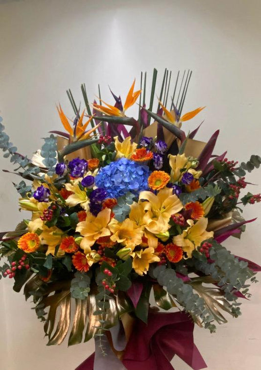 DMOP 繡球桔梗天堂鳥花籃