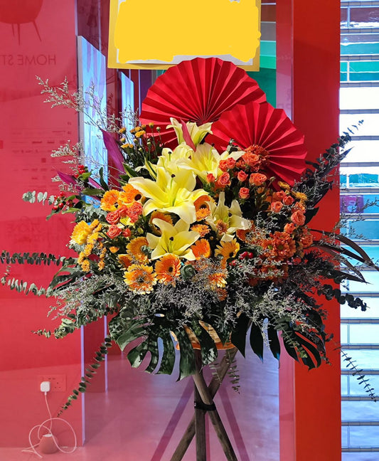 DMOP 百合桔梗小玫瑰花籃