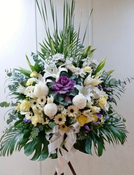 DMDD 葉牡丹百合白菊花籃