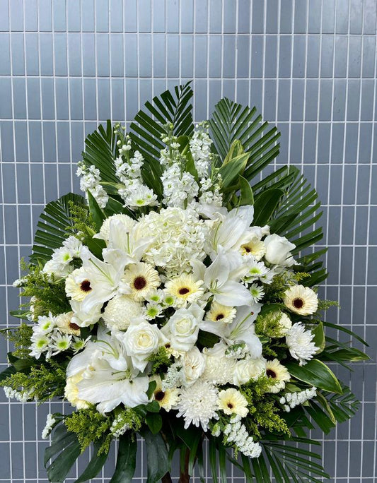 DMDD 繡球玫瑰百合麝香花籃