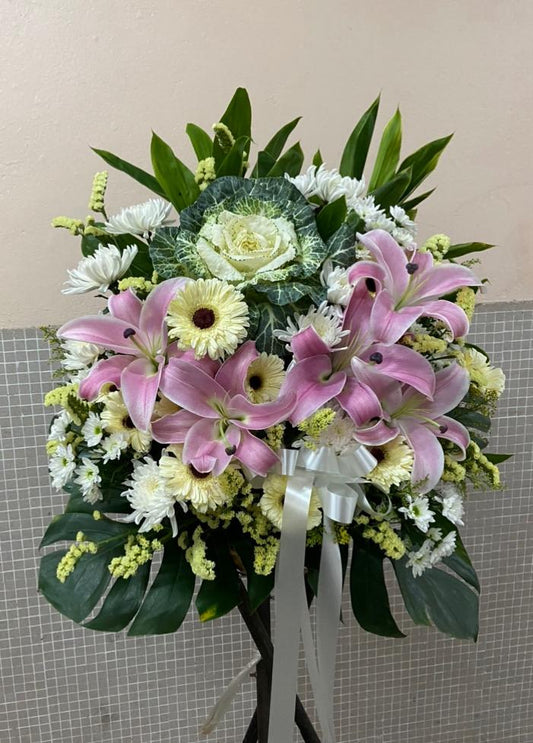 DMDD 葉牡丹百合菊花花籃